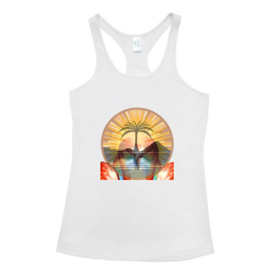 Tropical Flamingo Heart Sunset Merch - T-back Singlet Thumbnail