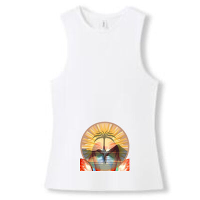 Tropical Flamingo Heart Sunset Merch - Women's combed cotton Tank Thumbnail