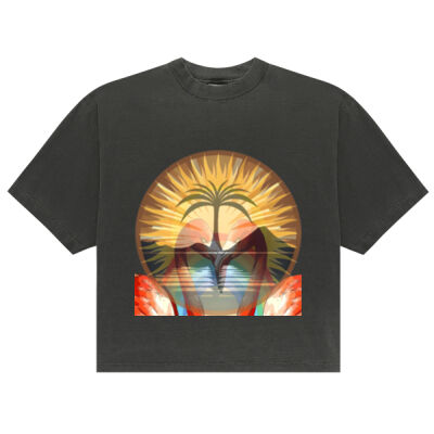 Tropical Flamingo Heart Sunset Merch - Shaka Wear Max Heavyweight Drop Shoulder Thumbnail