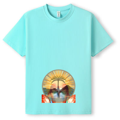 Tropical Flamingo Heart Sunset Merch - Unisex Modern Fit Tee Thumbnail
