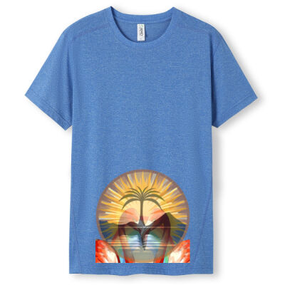 Tropical Flamingo Heart Sunset Merch - Men's / Unisex Greatness Heather T-shirt Thumbnail