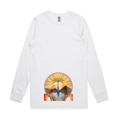 Tropical Flamingo Heart Sunset Merch - Base Long Sleeve Thumbnail