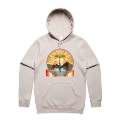 Tropical Flamingo Heart Sunset Merch - Mens Stencil Hoodie Thumbnail