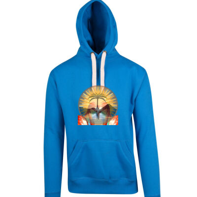 Tropical Flamingo Heart Sunset Merch - Mens Brushed Heavy Fleece Hoodie Thumbnail