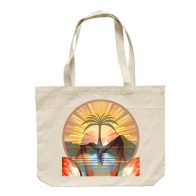 Tropical Flamingo Heart Sunset Merch - Mall Bag Thumbnail