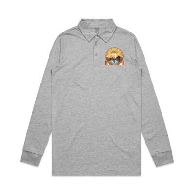 Tropical Flamingo Heart Sunset Merch - Long Sleeve Chad Polo Thumbnail