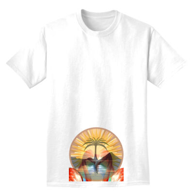 Tropical Flamingo Heart Sunset Merch - Heavyweight Adult T-Shirt Thumbnail