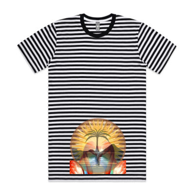 Tropical Flamingo Heart Sunset Merch - Staple Tee - Striped Thumbnail