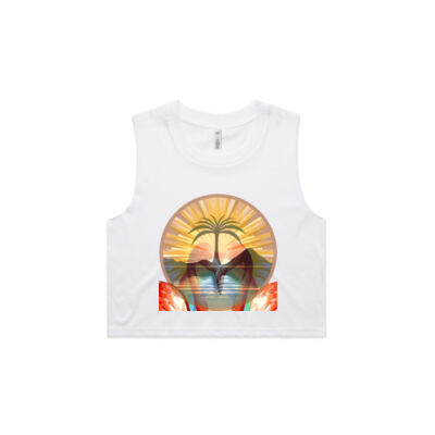 Tropical Flamingo Heart Sunset Merch - Crop Tank Thumbnail