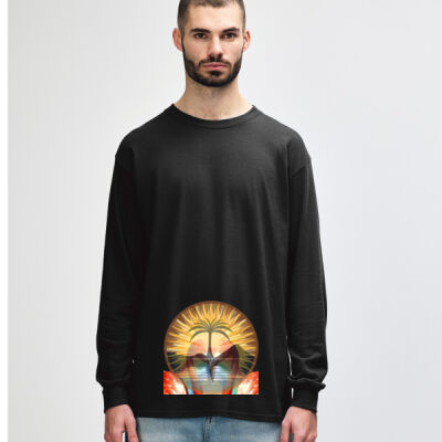 Tropical Flamingo Heart Sunset Merch - Heavy Cotton Adult Long Sleeve T-Shirt Thumbnail