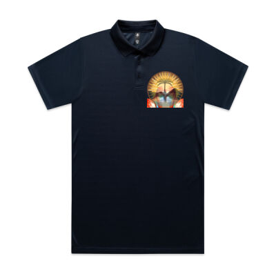 Tropical Flamingo Heart Sunset Merch - Mens Work Polo Thumbnail