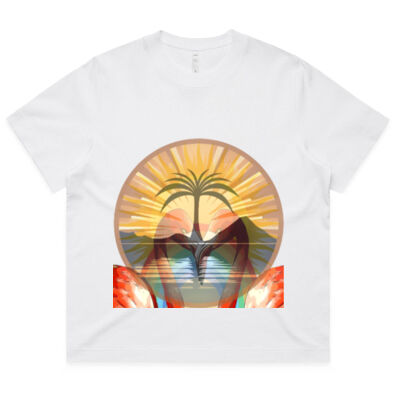 Tropical Flamingo Heart Sunset Merch - Wo's Box Tee Thumbnail