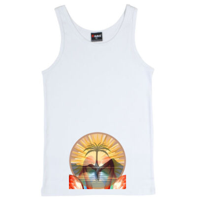Tropical Flamingo Heart Sunset Merch - Mens  Singlet Thumbnail