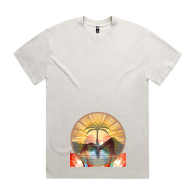 Tropical Flamingo Heart Sunset Merch - Heavy Faded Tee Thumbnail