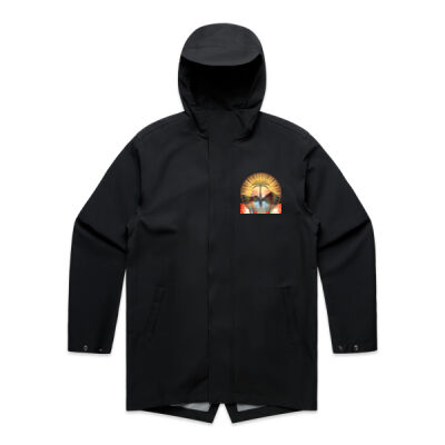 Tropical Flamingo Heart Sunset Merch -  Mens Tech Jacket Thumbnail