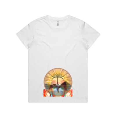 Tropical Flamingo Heart Sunset Merch - Women's Basic Tee Thumbnail