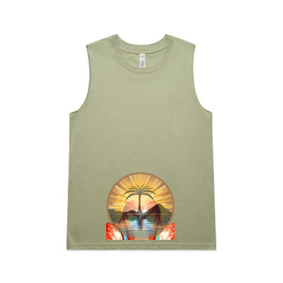 Tropical Flamingo Heart Sunset Merch - Wo's Upside Tank Thumbnail