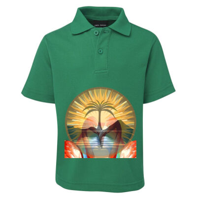 Tropical Flamingo Heart Sunset Merch - Kids 210 Polo Thumbnail