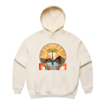 Tropical Flamingo Heart Sunset Merch - Wo's Box Hood Thumbnail