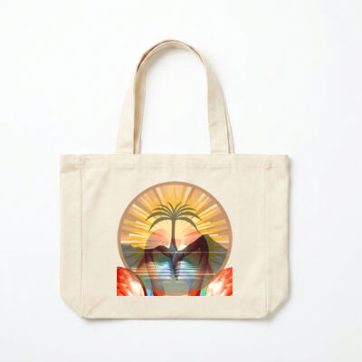Tropical Flamingo Heart Sunset Merch - Oversize Tote Bag Thumbnail