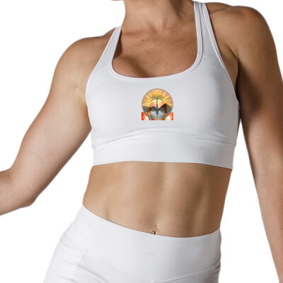 Tropical Flamingo Heart Sunset Merch - Racer Crop - Arctic Thumbnail