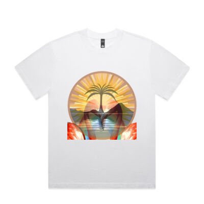 Tropical Flamingo Heart Sunset Merch - Heavy Faded Minus Tee [-5CM] Thumbnail