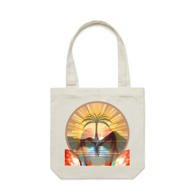 Tropical Flamingo Heart Sunset Merch - Canvas Carrie Bag Thumbnail