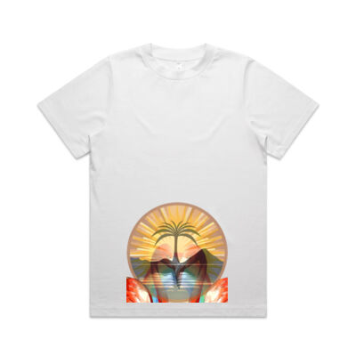 Tropical Flamingo Heart Sunset Merch - Wo's Heavy Tee Thumbnail