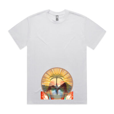 Tropical Flamingo Heart Sunset Merch - Heavy Tee Thumbnail