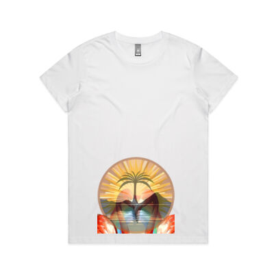 Tropical Flamingo Heart Sunset Merch - Maple Tee Thumbnail