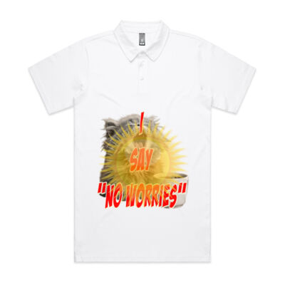 Funny cat illustration with coffee and sunburst - Mens Special Tee - Chad Polo Thumbnail