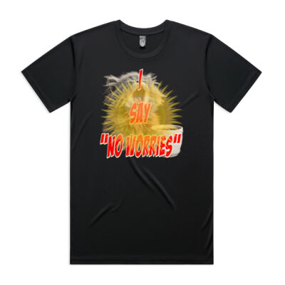 Funny cat illustration with coffee and sunburst - Mens Special Tee - Staple Active Tee  Thumbnail