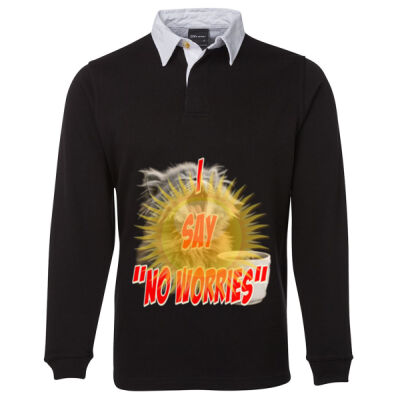 Funny cat illustration with coffee and sunburst - Mens Special Tee - Rugby Thumbnail
