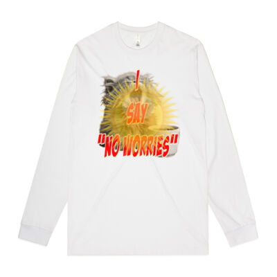 Funny cat illustration with coffee and sunburst - Mens Special Tee - Mens Staple Organic L/S Tee Thumbnail