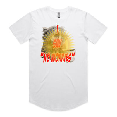 Funny cat illustration with coffee and sunburst - Mens Special Tee - Mens Staple Curve Tee Thumbnail