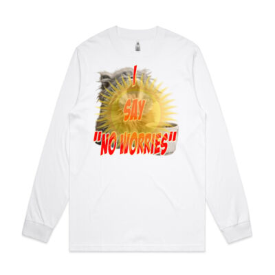Funny cat illustration with coffee and sunburst - Mens Special Tee - Mens General L/S Tee Thumbnail
