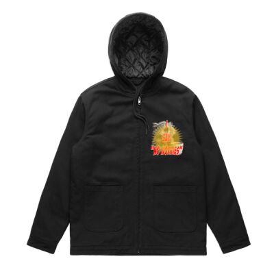 Funny cat illustration with coffee and sunburst - Mens Special Tee - Mens Canvas Heavy Hooded Jacket Thumbnail