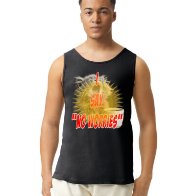 Funny cat illustration with coffee and sunburst - Mens Special Tee - Heavyweight Adult Tank Thumbnail