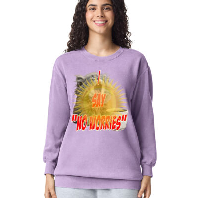 Funny cat illustration with coffee and sunburst - Mens Special Tee - Adult Crewneck Sweatshirt Thumbnail