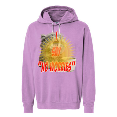 Funny cat illustration with coffee and sunburst - Mens Special Tee - Lightweight Hooded Sweatshirt Thumbnail