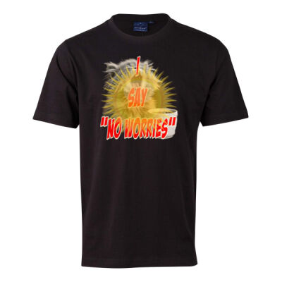 Funny cat illustration with coffee and sunburst - Mens Special Tee - Savvy Tee Men's Thumbnail