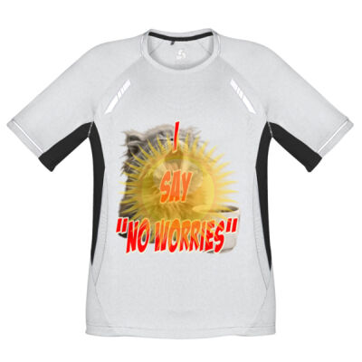 Funny cat illustration with coffee and sunburst - Mens Special Tee - Mens Renegade Short Sleeve Tee Thumbnail