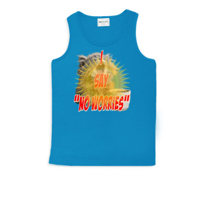 Funny cat illustration with coffee and sunburst - Mens Special Tee - Unisex Adults Breezeway Micromesh Singlet  Thumbnail