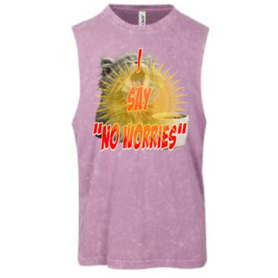 Funny cat illustration with coffee and sunburst - Mens Special Tee - Men's Stone Wash Tanks Thumbnail