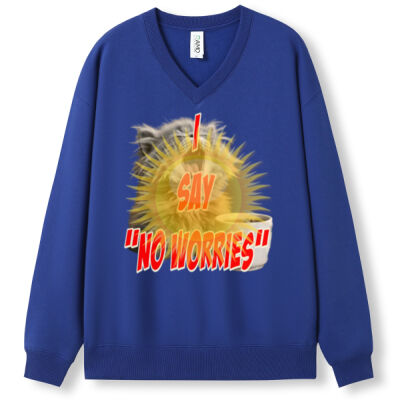 Funny cat illustration with coffee and sunburst - Mens Special Tee - Men's/Unisex V-neck Fleece Thumbnail