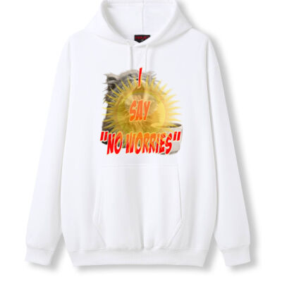 Funny cat illustration with coffee and sunburst - Mens Special Tee - Mens Kangaroo Pocket Hoodies Thumbnail