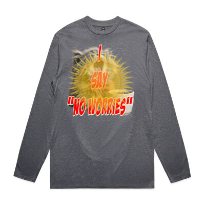 Funny cat illustration with coffee and sunburst - Mens Special Tee - Staple Active L/S Tee Thumbnail