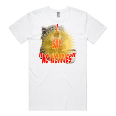 Funny cat illustration with coffee and sunburst - Mens Special Tee - Mens Staple Plus Tee Thumbnail
