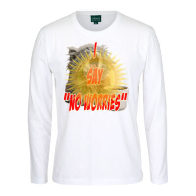 Funny cat illustration with coffee and sunburst - Mens Special Tee - L/S NON CUFF TEE Thumbnail