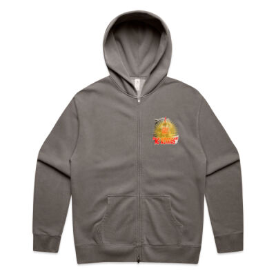 Funny cat illustration with coffee and sunburst - Mens Special Tee - Relax Faded Zip Hood Thumbnail